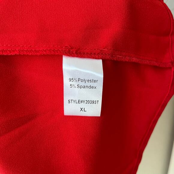 Tuckernuck Pomander Place Kenzo Red Ruffle Tiered V-Neck Mini Dress Size XL - Picture 6 of 7